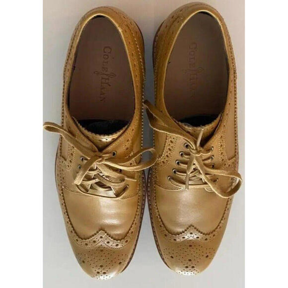COLE HAAN Size 10 Tan Brogues Leather Brogue Lace Up Shoes - Picture 9 of 9